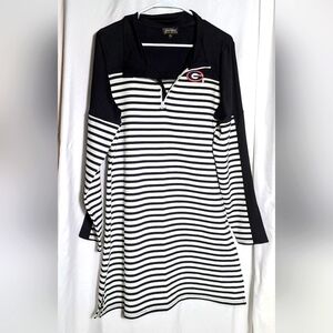 Black and White Striped Midi Dress